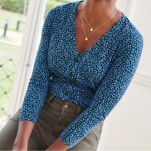 Anthropologie Boden Jersey Top in BROWN/BLACK Size 6